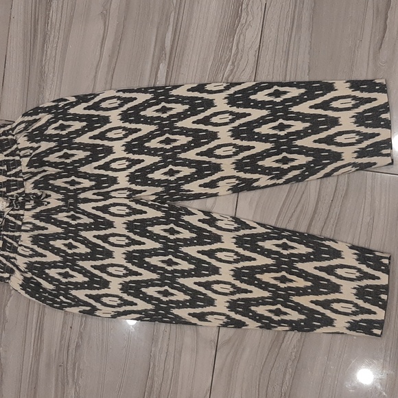 J. Crew - Cropped Linen Drawstring Pants - Ikat Aztec Print - Size 2 - Picture 1 of 5